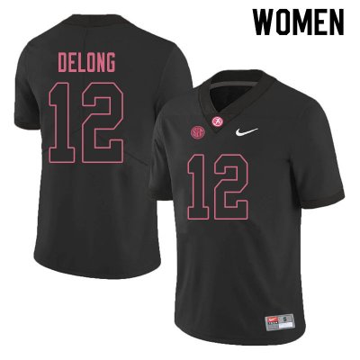 NCAA Women's Alabama Crimson Tide #12 Skyler DeLong Stitched College 2019 Nike Authentic Black Football Jersey TC17O17HW